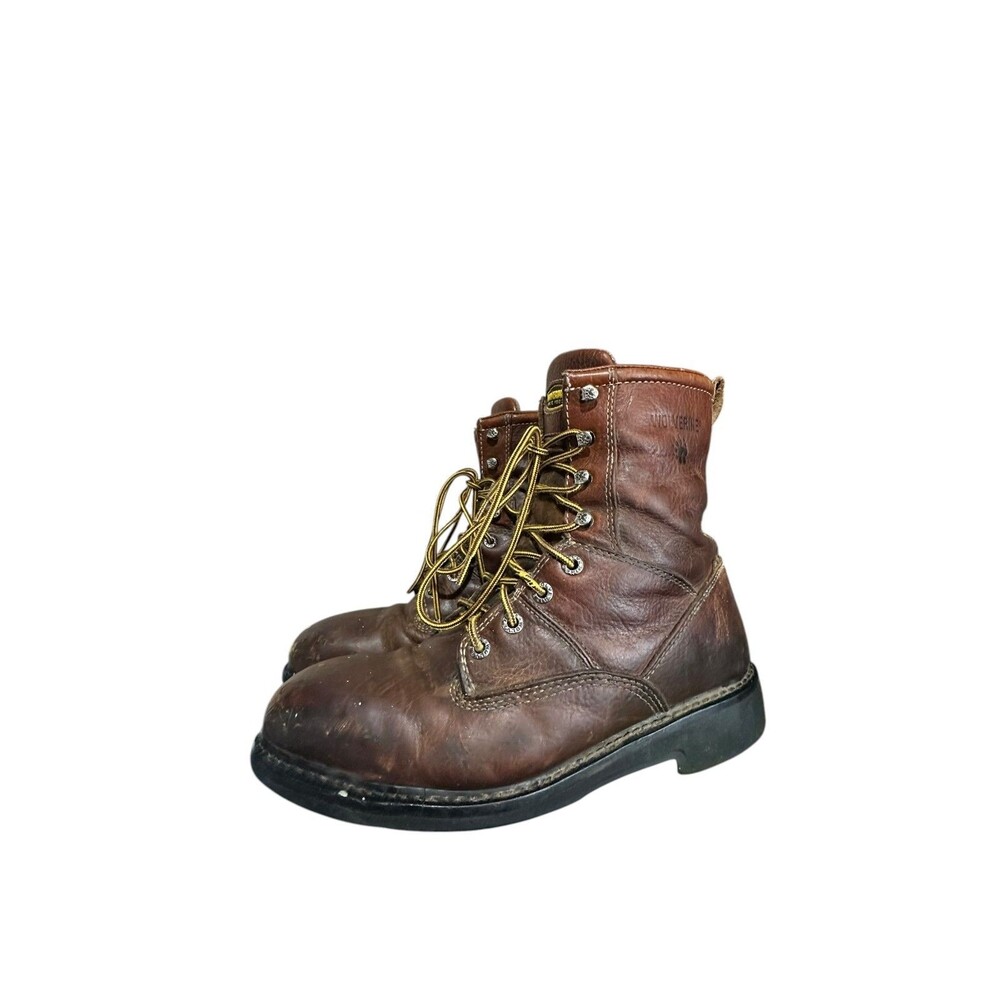 Wolverine Men DuraShocks Steel Toe Sz 11.5 EW Work Boots Leather Distressed